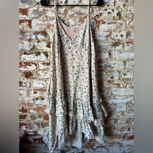 Chic Cream Floral High Low Dress